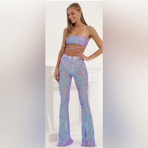 Peony Sequin Two Piece Set in Purple Iridescent (L59276), Size: S